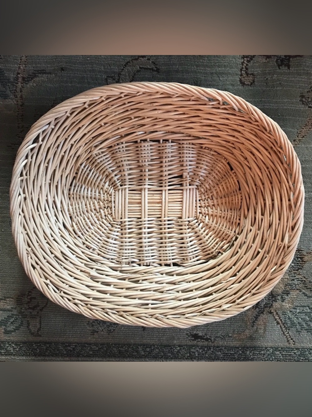 Woven Basket oval shallow ~13.5”x11.5”x2.5”